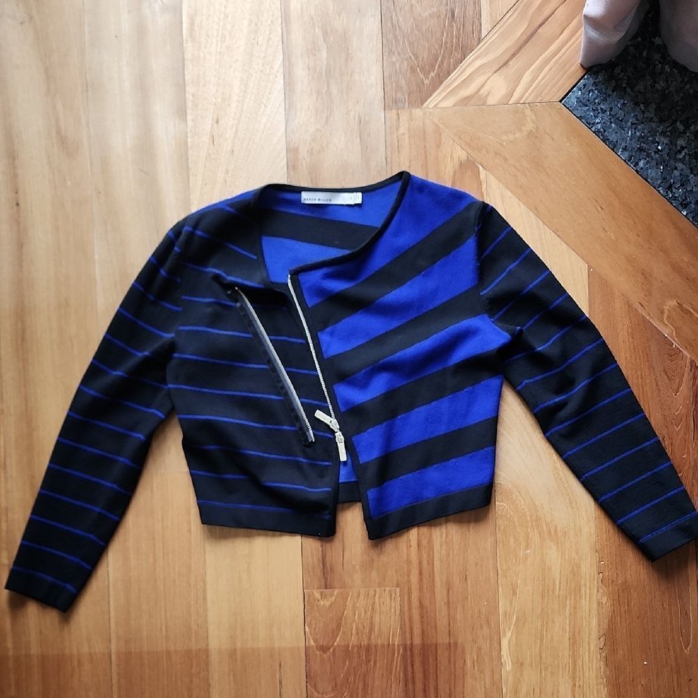 Karen Millen Blue and Black Top -  Women's Size 4